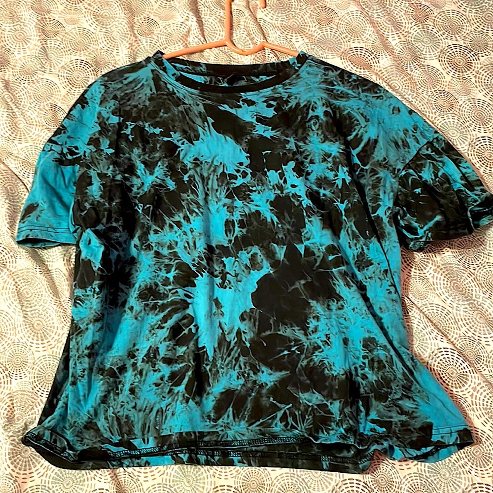 Oversized Blue and Black Tye Dye Shirt